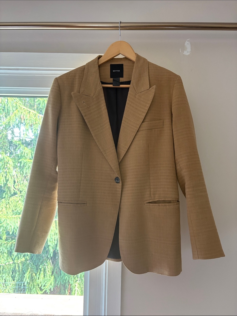 Smythe Camel Single-Button Tailored Blazer